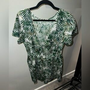 Green and White Floral LOFT romper